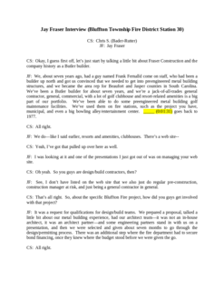 Jay Fraser Interview (BlufftonTownship FD)