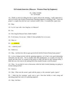 Ed Swiatek Interview (Mascaro - Western Penn Op Engineers)